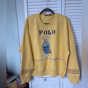 Polo by Ralph Lauren Yellow Bear Crewneck Sweatshirt - Embroidered Graphic